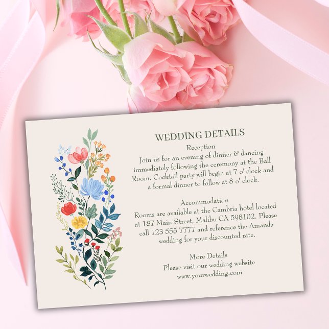 Wildblumen Eleganter Garten Hochzeiten Details Begleitkarte (Von Creator hochgeladen)