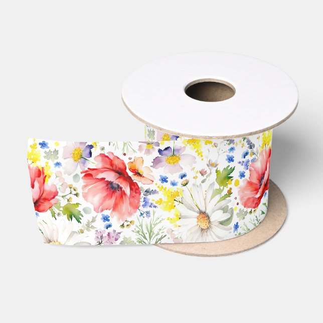 Wildblumen Elegantes Party im Sommer-Garten Satinband (Spule)