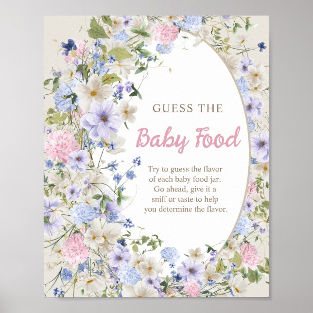 Wildblumen Elfenbeinpastellrosa Raten Sie das Baby Poster (Vorne)