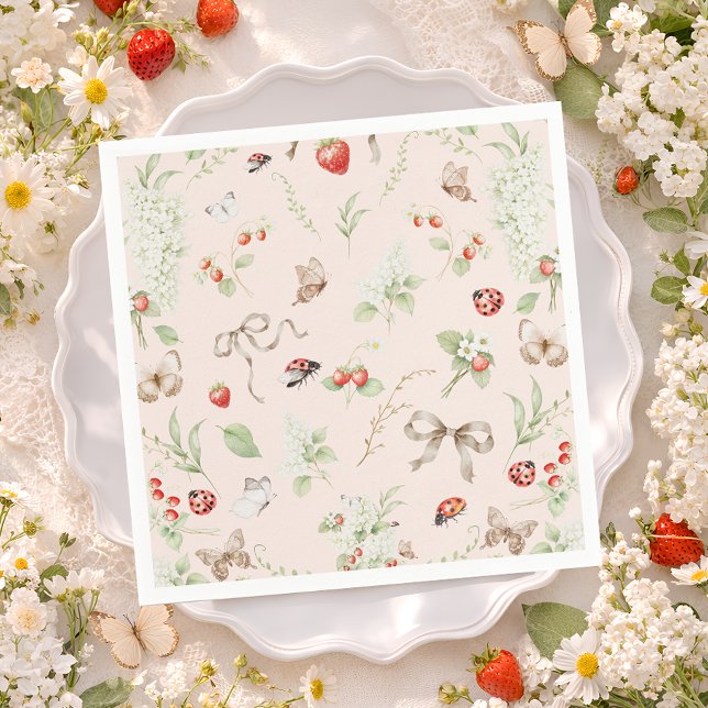 Wildblumen-Erdbeer-Schmetterling Serviette (Von Creator hochgeladen)