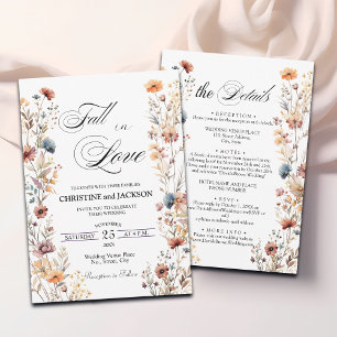 Wildblumen fallen in Liebe Details auf Back Weddin Einladung