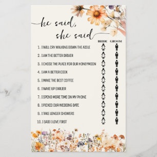 Wildblumen fallen, sagte er, sie sagte Dusche Spie Flyer