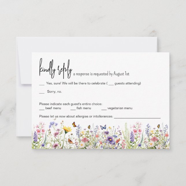 Wildblumen farbenfrohe Hochzeitskarte Einladung (Vorderseite)