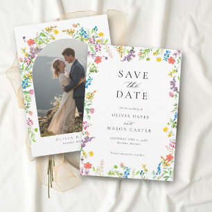 Wildblumen Farbige Pastell Blumen Foto Hochzeit Save The Date
