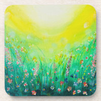 Wildblumen Feld farbenfroher, gelber Untersetzer