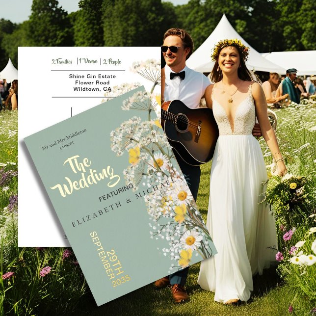 Wildblumen Festival Thema Blumenzettel Hochzeit Folieneinladung (Von Creator hochgeladen)