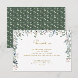 Wildblumen Floral Gold Hochzeitsempfang Begleitkarte