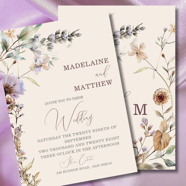 Wildblumen Florenz Moderne Elegante Hochzeit Einladung (Von Creator hochgeladen)