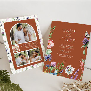 Wildblumen-Foto-QR-Code-Terrakotta-Hochzeit Save The Date