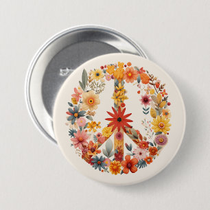 Wildblumen Frieden Unterschreiben Blumenkranz Button