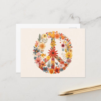 Wildblumen Frieden Unterschreiben Blumenkranz Postkarte