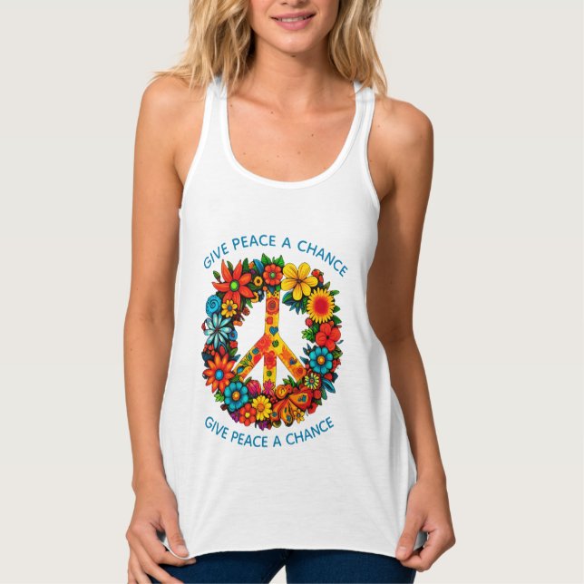 Wildblumen Frieden Unterschreiben Blumenkranz Tank Top (Vorderseite)