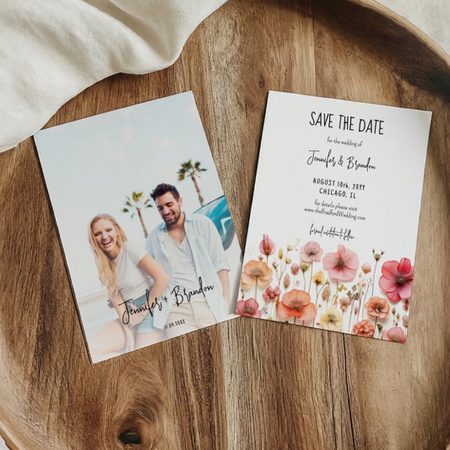 Wildblumen, frisch gepresstes Save the Date Foto Einladung (Von Creator hochgeladen)