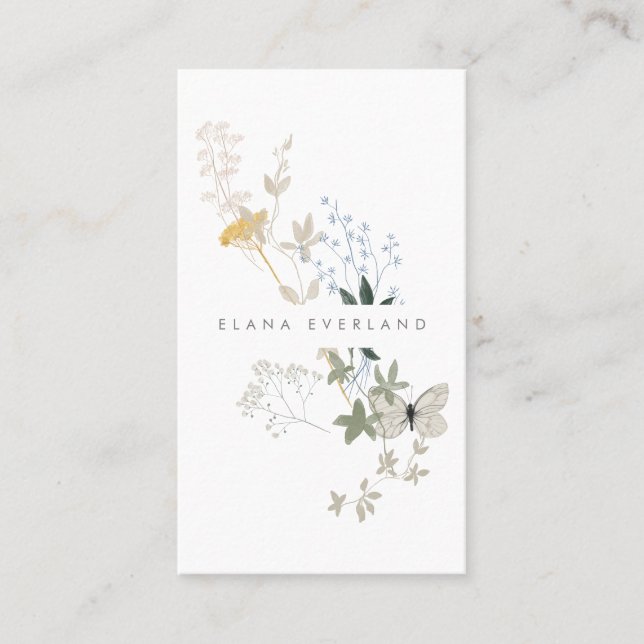 Wildblumen Frühjahr Elegante Minimalistische Damen Terminkarte (Vorderseite)