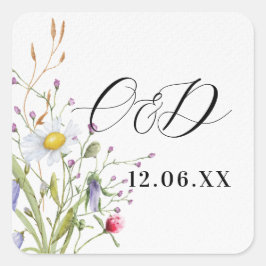 Wildblumen Frühjahrsanfänger-Aufkleber-Label Quadratischer Aufkleber