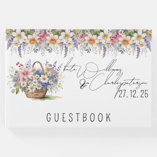 Wildblumen Frühjahrsommer Hochzeit im Herbst Gästebuch (Vorderseite)