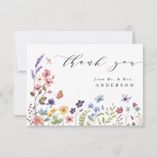 Wildblumen Frühling Sommer Floral Herr und Frau Dankeskarte