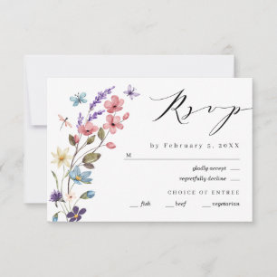 Wildblumen Frühling Sommer Florale Hochzeit RSVP Karte