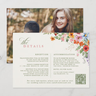 Wildblumen-Frühlingswiese-Garten-QR-Code-Hochzeit Begleitkarte