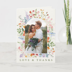 Wildblumen-Frühlingswiesen-Garten-Foto-Hochzeit Dankeskarte