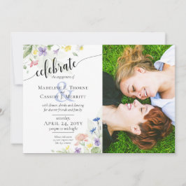 Wildblumen für Aquarellfarben mit 4 Fotos Einladung