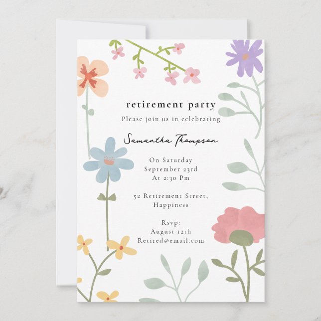 Wildblumen für die Blumenversorgung Party Einladung (Vorderseite)