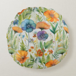 Wildblumen für die französische Landesdekoration Rundes Kissen
