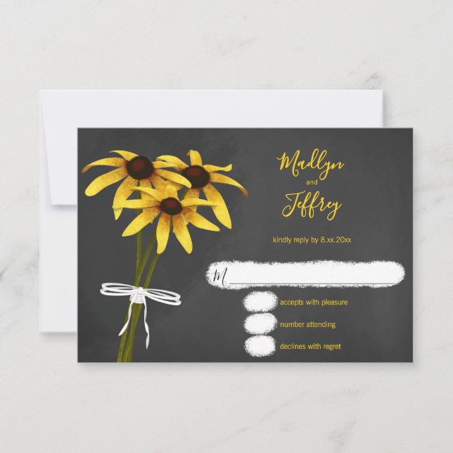 Wildblumen für die Mit Augen Susan-Tafel RSVP Karte (Vorderseite)