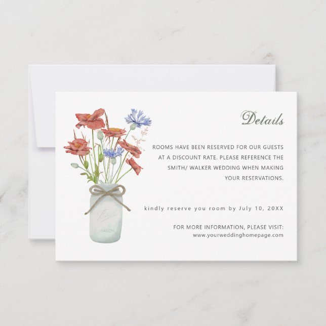 Wildblumen für die Rustikalis RSVP Karte (Vorderseite)