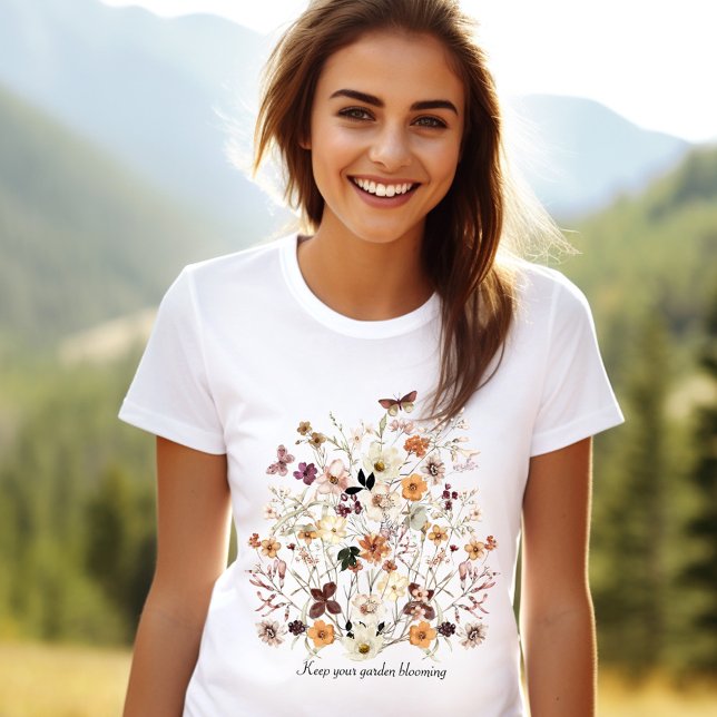 Wildblumen für gepresste Blume Kernelement Frauen T-Shirt (Pressed Flowers Wildflowers Cottagecore Women's T-Shirt)
