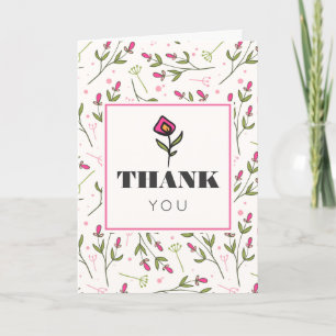 Wildblumen für rosa und grüne lange Steppe Vielen Dankeskarte