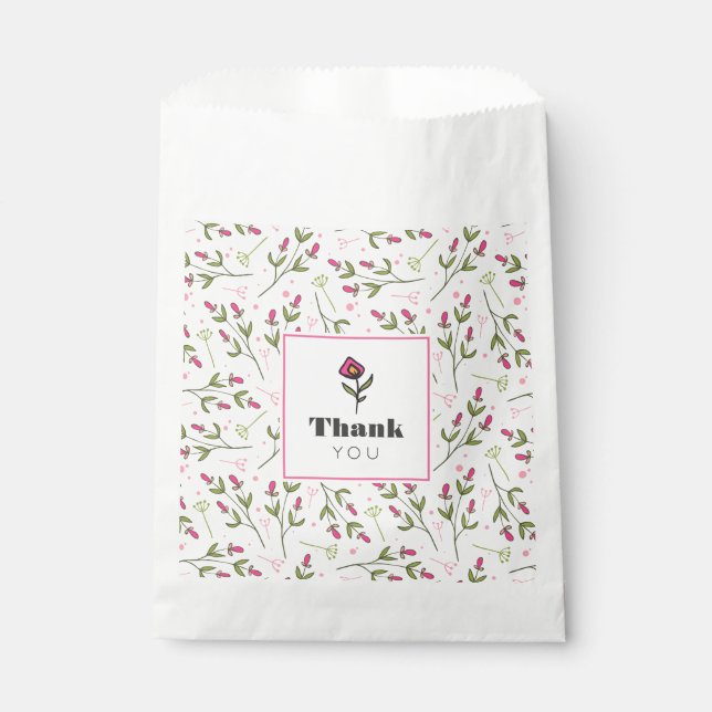 Wildblumen für rosa und grüne lange Steppe Vielen  Geschenktütchen (Vorderseite)