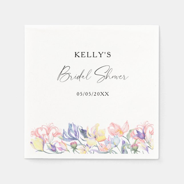 Wildblumen für Wasserfarben - Brautparty Serviette (Vorderseite)