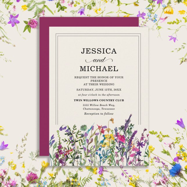 Wildblumen für Wasserfarben Einladung (Watercolor wildflowers wedding invitation)
