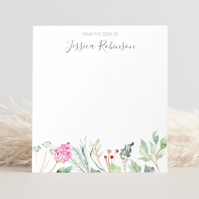 Wildblumen für Wasserfarben Individuelle Name Notizblock (This watercolor wildflowers notepad is a charming way to keep your notes organized.)