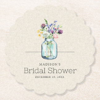 Wildblumen für Wasserfarben Linen Boho Brautparty Untersetzer