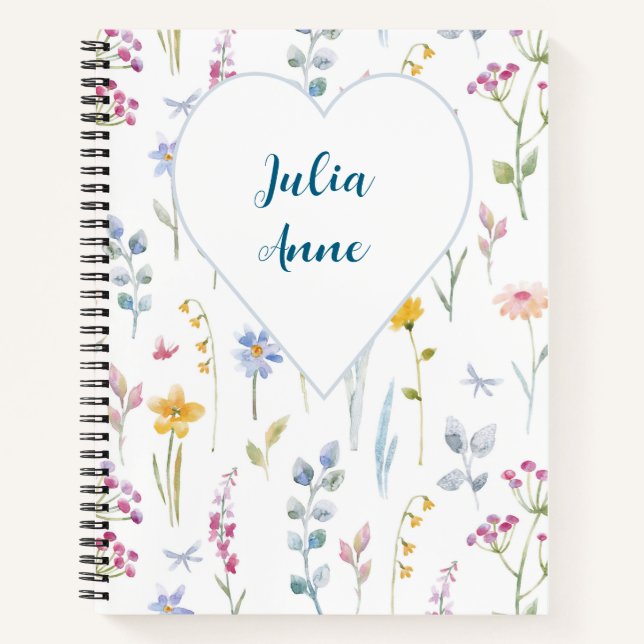 Wildblumen für Wasserfarben-SpiralNotebook Notizbuch (Vorderseite)