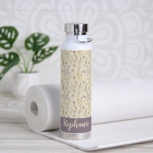 Wildblumen-Gänseblümchen-Cottagecore-Floral-Monogr Trinkflasche