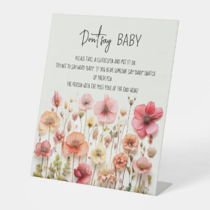 Wildblumen Garden Baby Shower Game Sag nicht, Baby Sockelschild