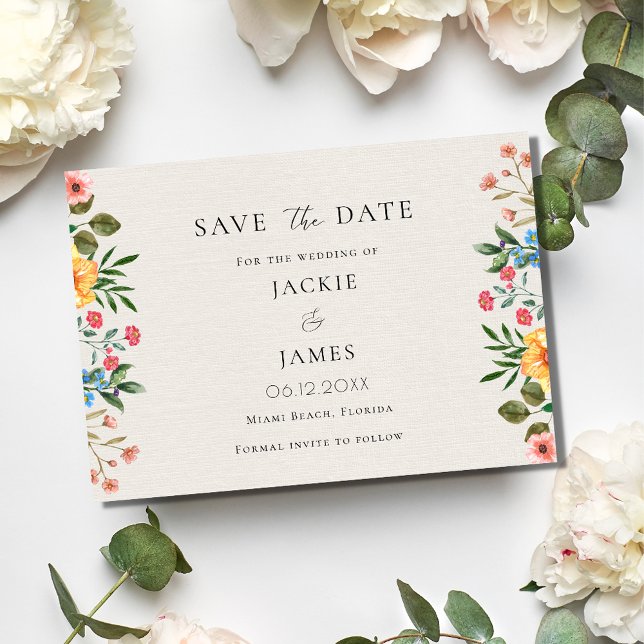 Wildblumen Garden Floral Wedding Save The Date (Wildflowers Garden Floral Wedding Save The Date)