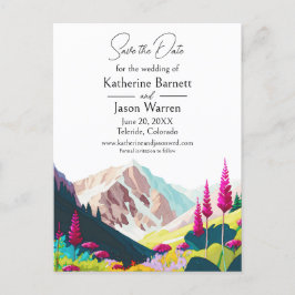 Wildblumen Gebirge Wasserfarbe Save the Date Postkarte