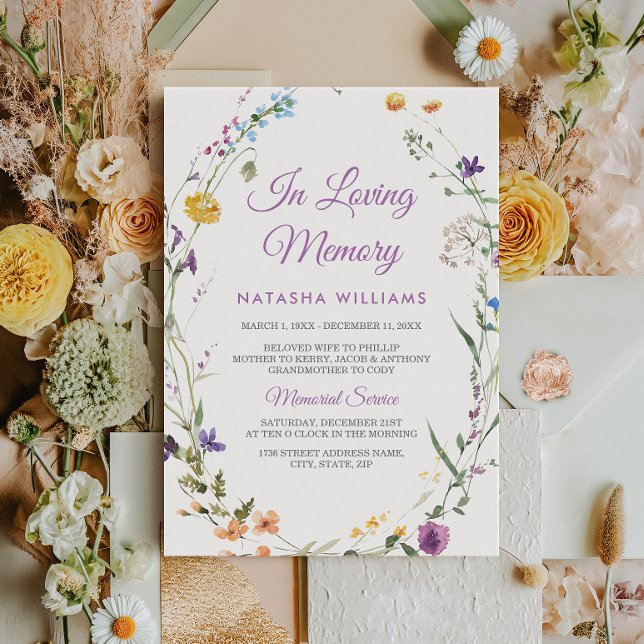 Wildblumen-Gedenkankündigungsdienst Einladung (Von Creator hochgeladen)