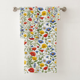 Wildblumen Gemusterter farbiger Individuelle Name Badhandtuch Set