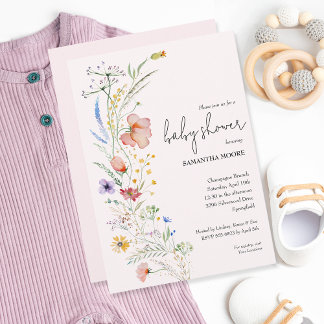 Wildblumen Girl Baby Dusche Einladung