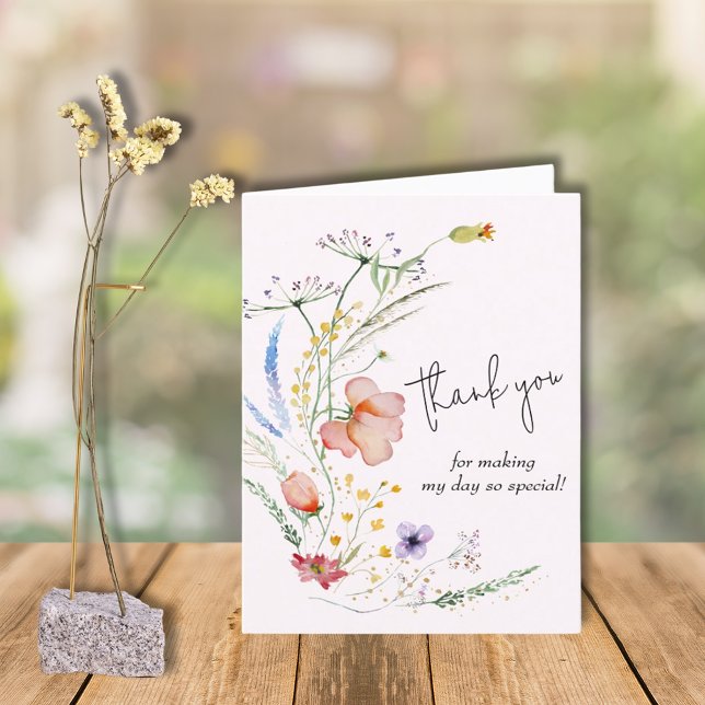Wildblumen Girl Baby Dusche Vielen Dank Karte (Von Creator hochgeladen)