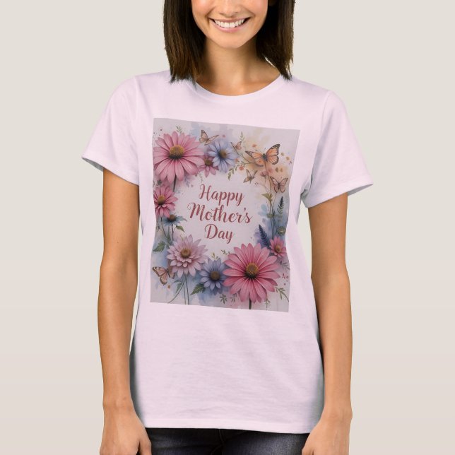 Wildblumen glücklich Muttertag T-Shirt (Vorderseite)
