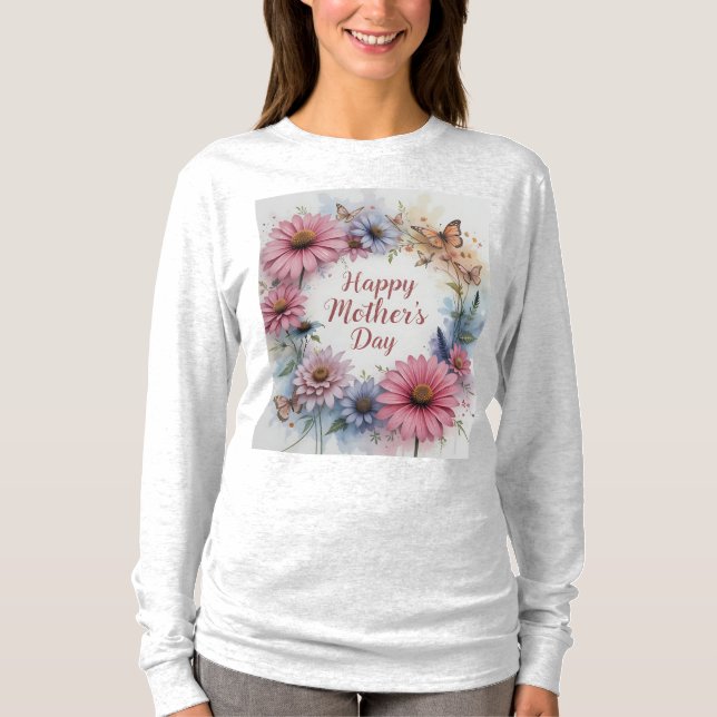 Wildblumen glücklich Muttertag T-Shirt (Vorderseite)
