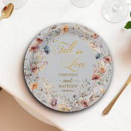 Wildblumen Gold 'Fall in Liebe' Elegante Hochzeit Pappteller