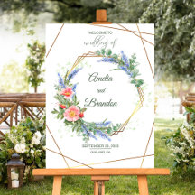 Wildblumen Gold Foil Rahmen Hochzeitssymbol