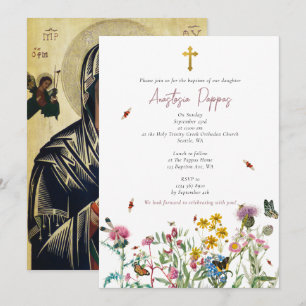 Wildblumen griechisch-orthodoxe Christening Taufe Einladung